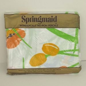 Vintage springmaid new old stock twin flat sheet floral 70s-80s